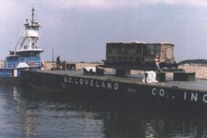 Spent fuel cask on barge